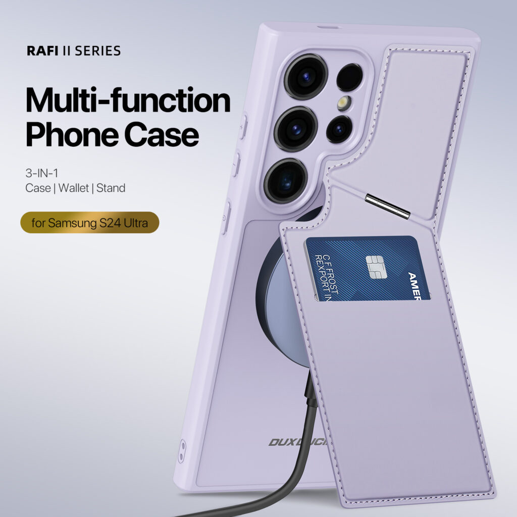 Ốp Lưng Da Sạc Từ Tính Dành Cho Samsung Galaxy S24 Ultra DUX DUCIS Rafi II Series_ Hàng chính hãng