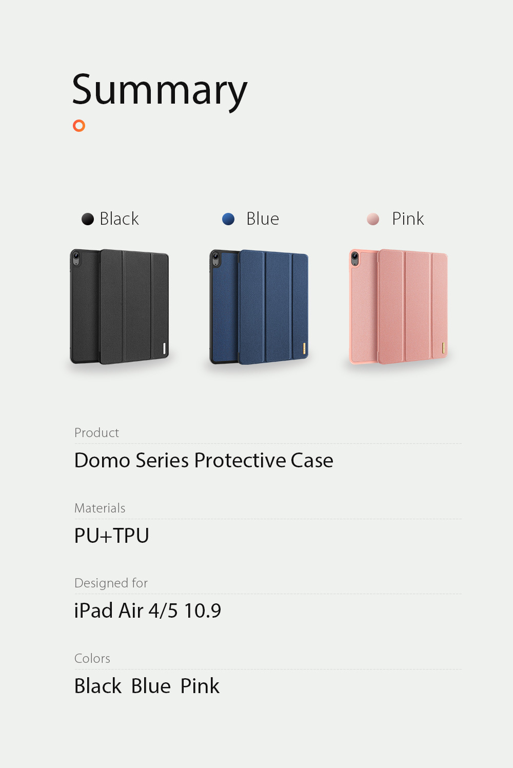 Bao Da Dành Cho iPad Air 4/ Air 5 10.9/ Air 6 11 inch 2024 Dux Ducis Domo Series Có Khe Cắm Bút, Tự Động Tắt Mở - Hàng Chính Hãng