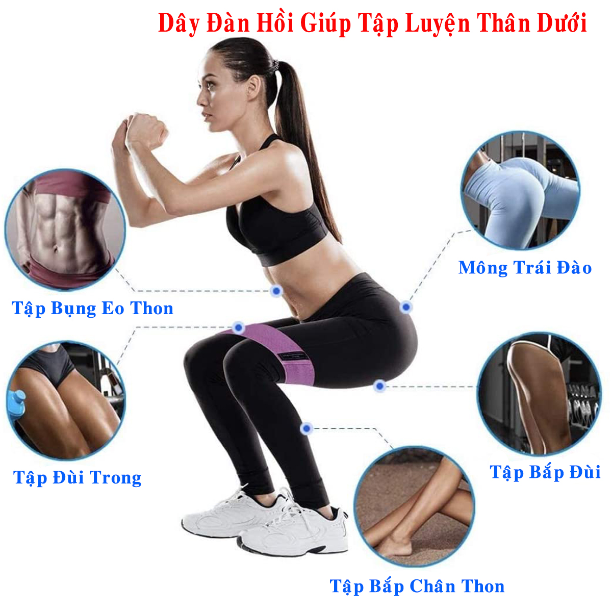 bộ 3 dây kháng lực tập mông trái đào