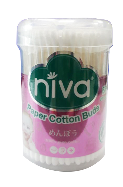 Tăm bông Niva hũ xoay trẻ em sợi bông mềm 200 que giấy BHP1