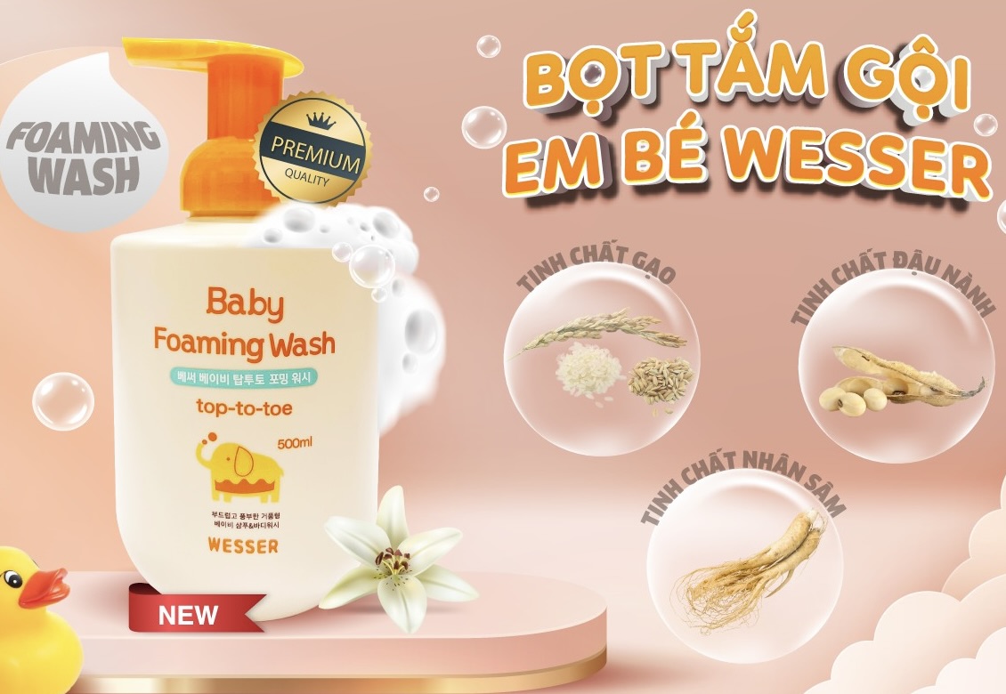 Bọt tắm gội em bé Wesser 500ml ( Nhập khẩu Hàn Quốc )