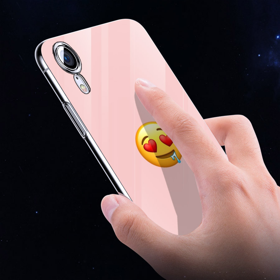 Ốp điện thoại kính cường lực cho máy iPhone XS MAX - emoji kute MS EMJKT025