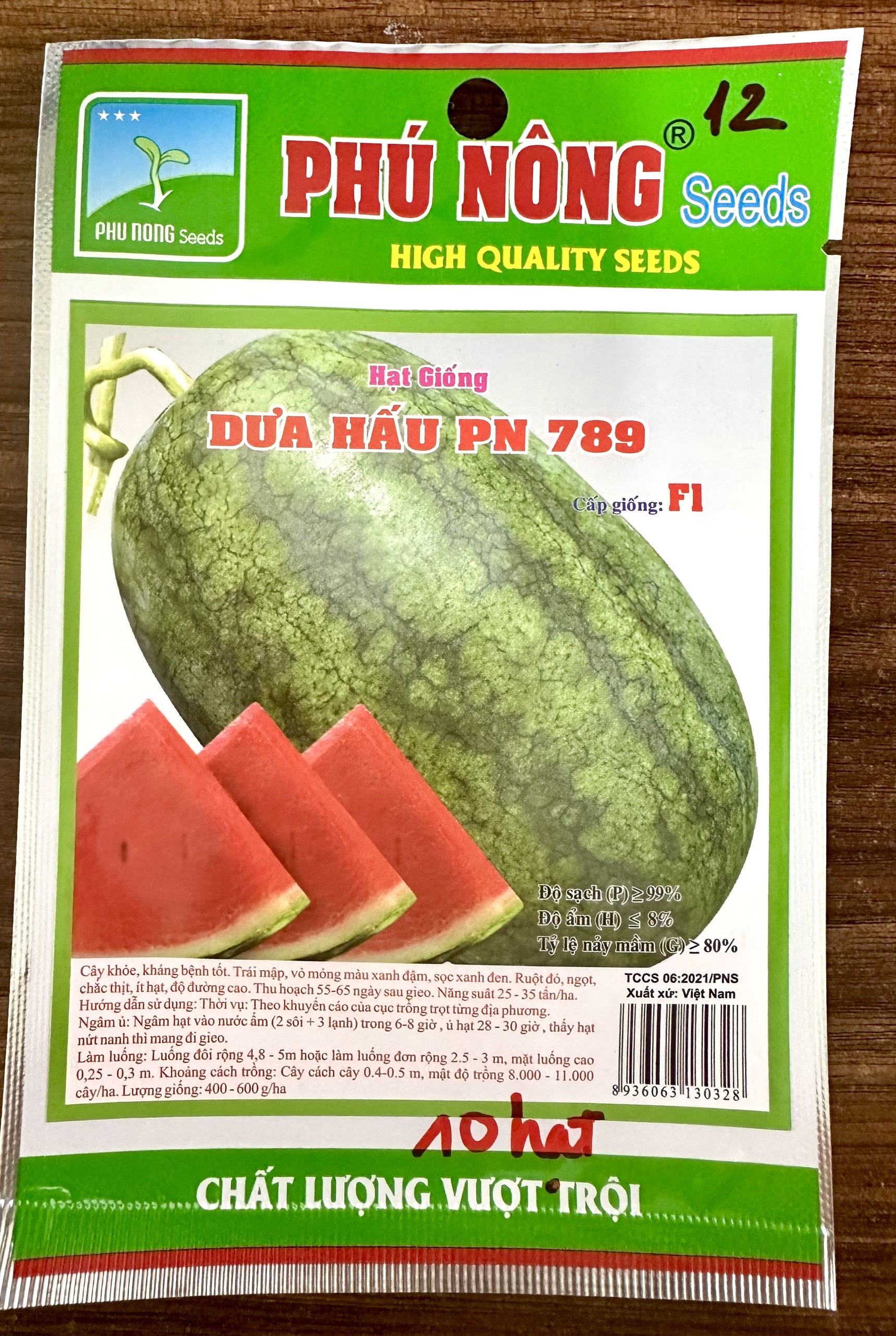 Hạt giống Dưa Hấu PN789 Phú Nông  gói 10 hạt dễ trồng năng suất cao