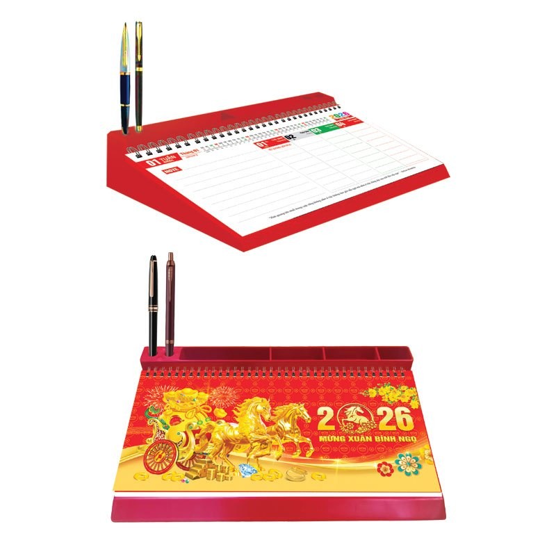 Lịch Để Bàn 53 Tuần Đế Nhựa Lò Xo 2026