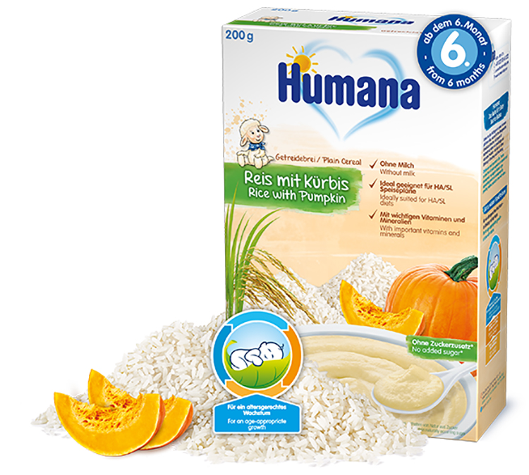 Bột Dinh Dưỡng Ăn Dặm Humana Gạo - Bí Đỏ (200g)