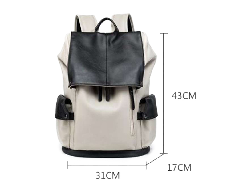 Men's Trend Travel Backpack Microfiber Leather -Beige