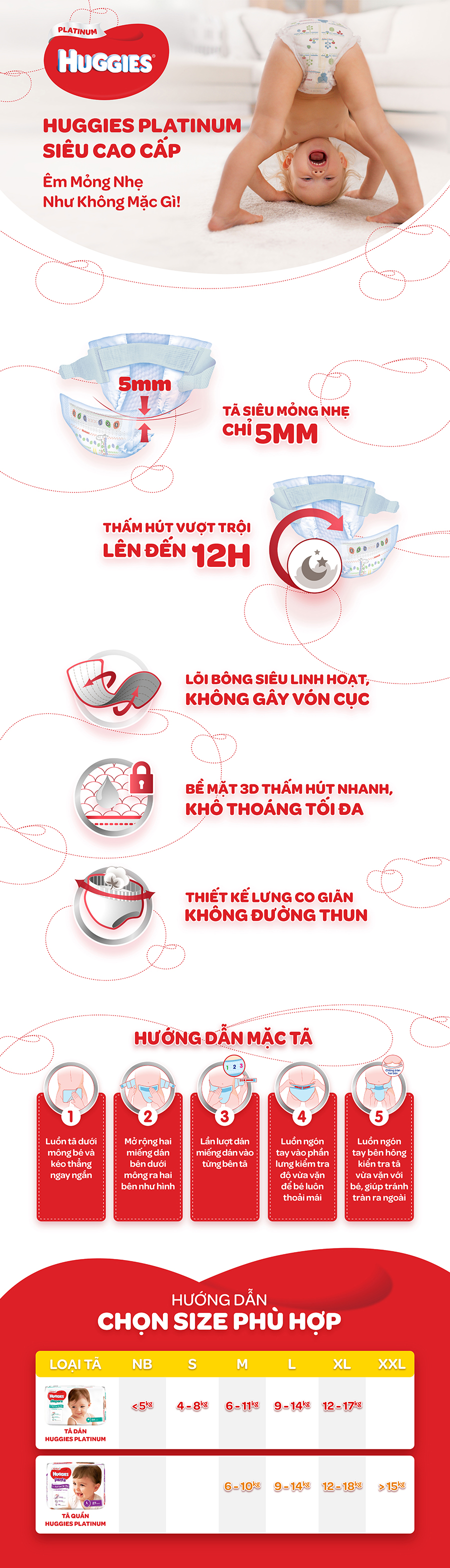 Tã Dán Siêu Cao Cấp Huggies Platinum L54 (54 Miếng)