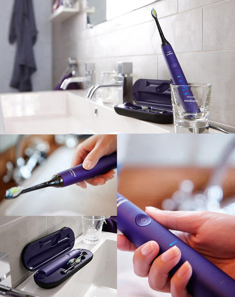 Philips (PHILIPS) electric toothbrush HX9372 / 04 diamond bright white type charging adult acoustic shock charm purple diamond