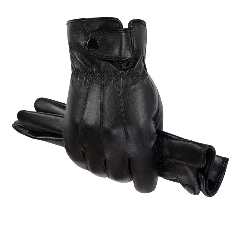 Găng tay nam mùa đông lót nỉ lông ấm áp lòng bàn tay chống trượt, cảm ứng điện thoại GTN2