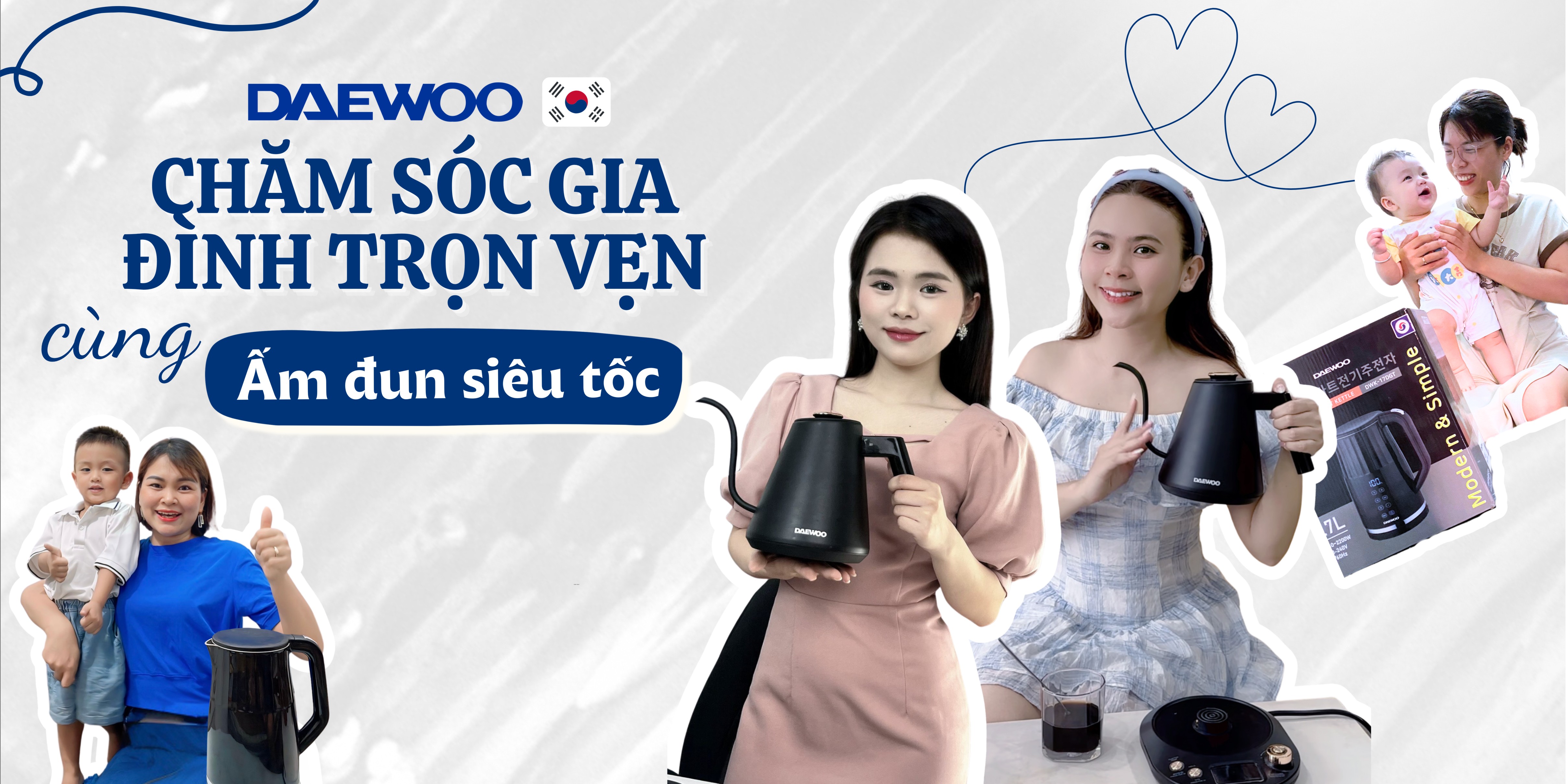 Ấm đun siêu tốc Daewoo 1.7L DWK-17DGT Hàng Chính Hãng điều khiển cảm ứng, chỉnh nhiều mức nhiệt, bảo hành 2 năm