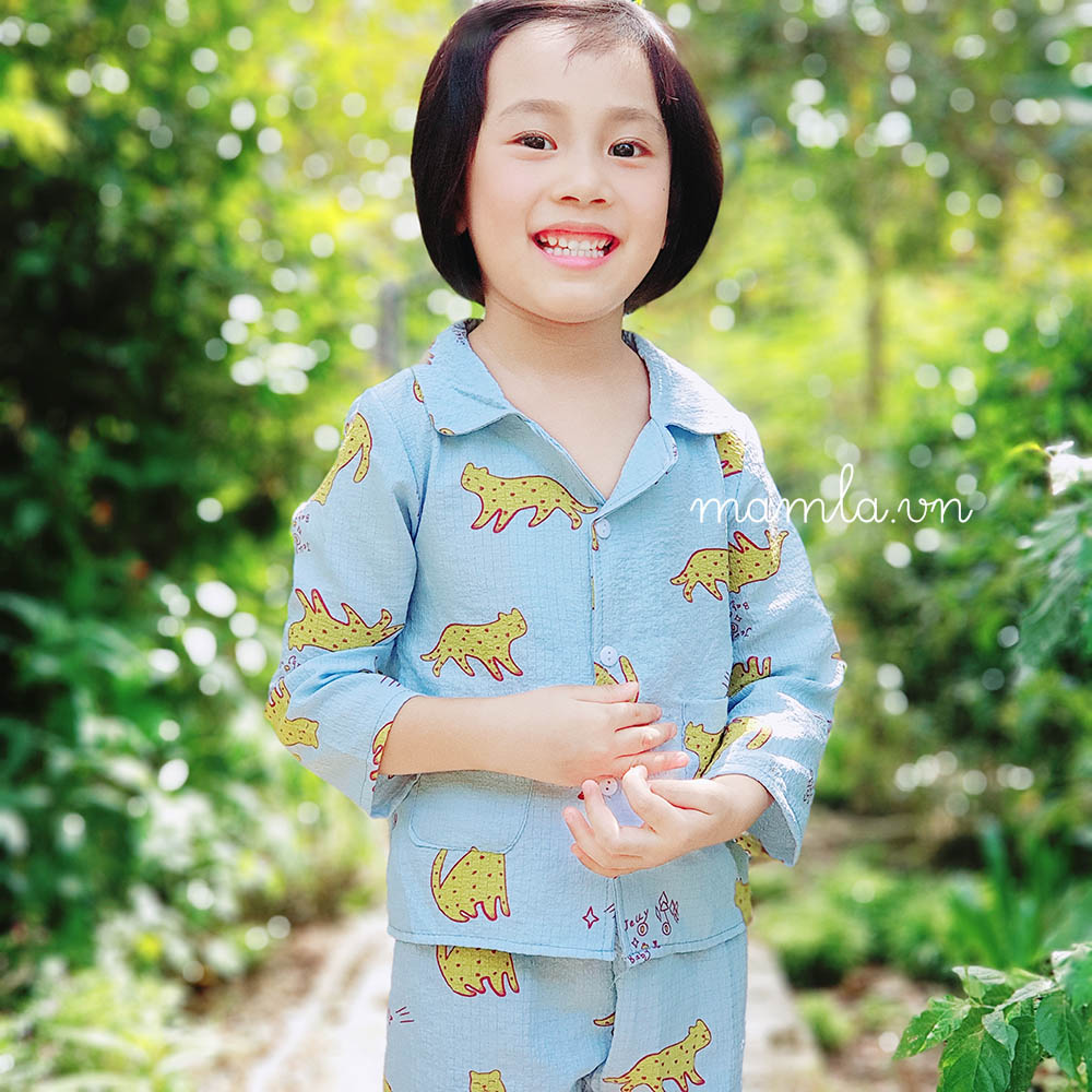 Pijama cho bé gái và bé trai dài tay tăm xốp pizama nhiều màu