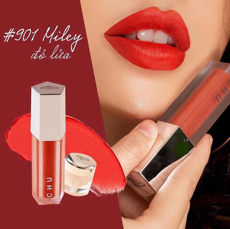 Son Nhung Chu Lipstick - Son Kem Lì Mượt Mịn & Bám Màu Lâu Trôi - Tặng Kèm Túi Và Son Dưỡng