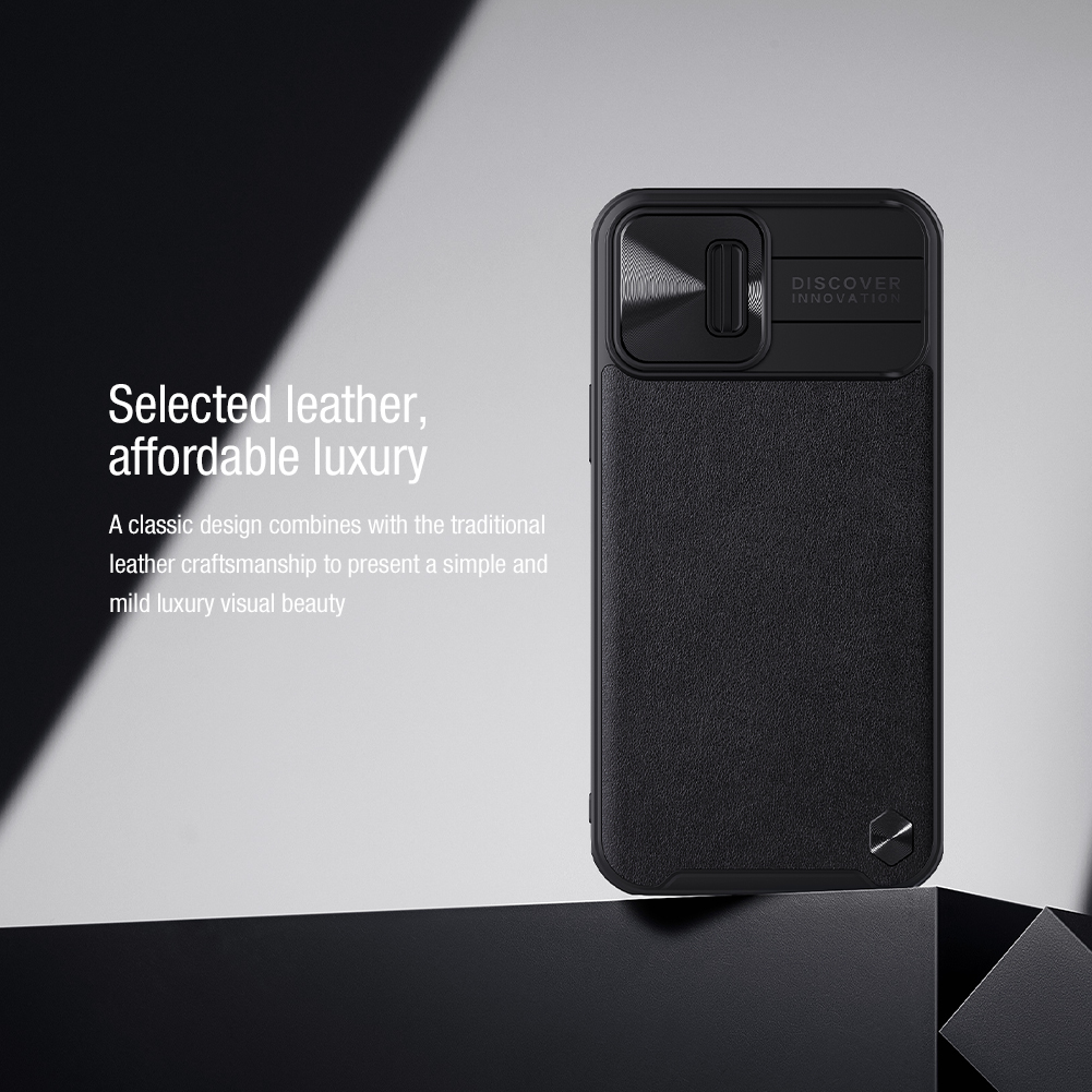 Ốp Nillkin bảo vệ Camera cho iPhone 13 / 13 Pro / 13 Pro Max Nillkin CamShield Leather Case nắp đậy bảo vệ Camera - Hàng Nhập Khẩu
