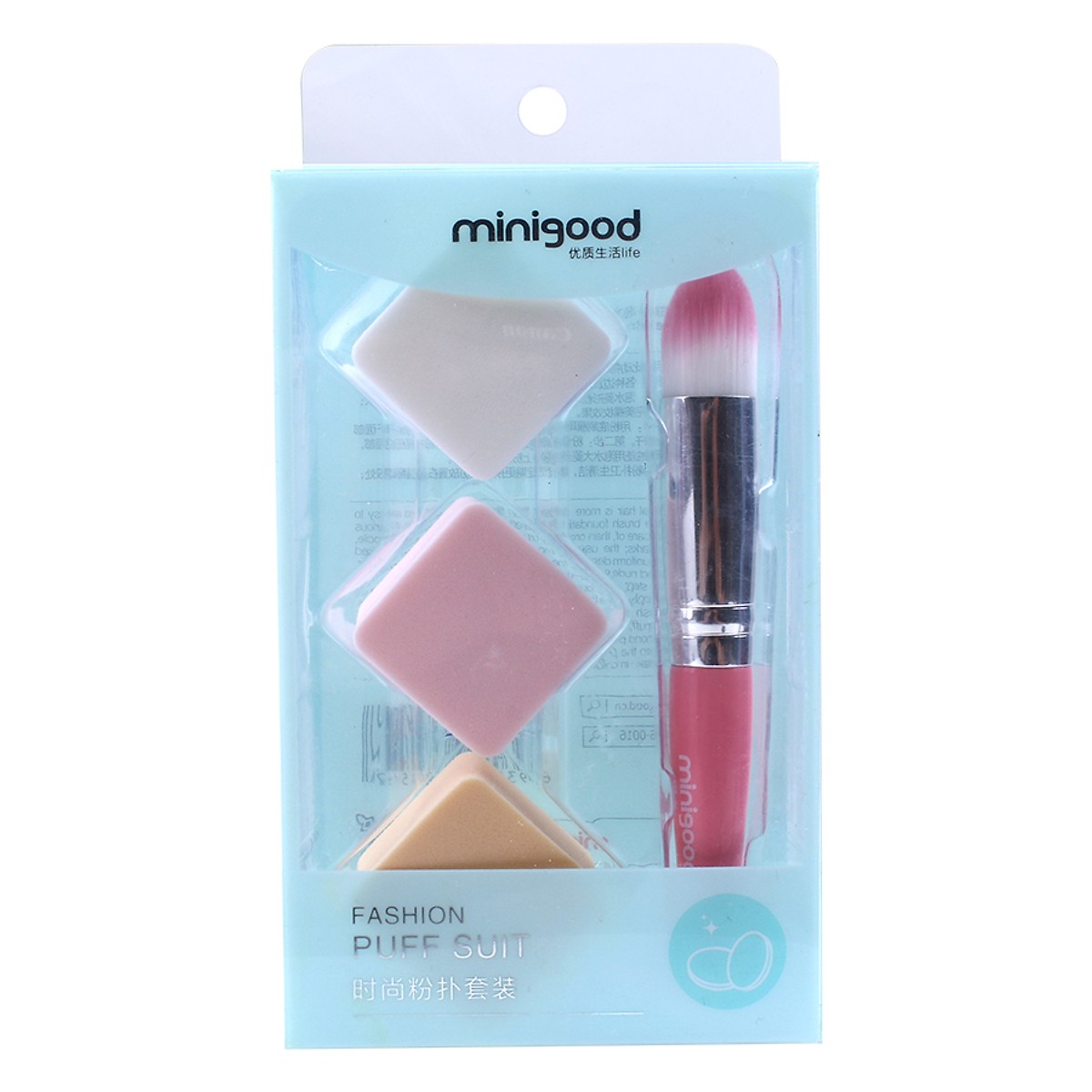 Bộ Cọ/ Bông Phấn Hồng Hình Kim Cương Minigood DMTB038