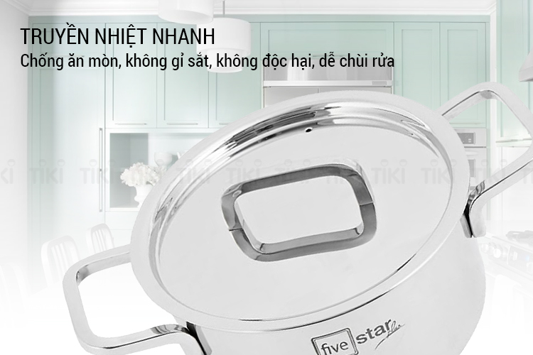 Bộ 4 Nồi Inox 304 3 Lớp Roman Fivestar Nắp Inox 07pcs FS07C Plus