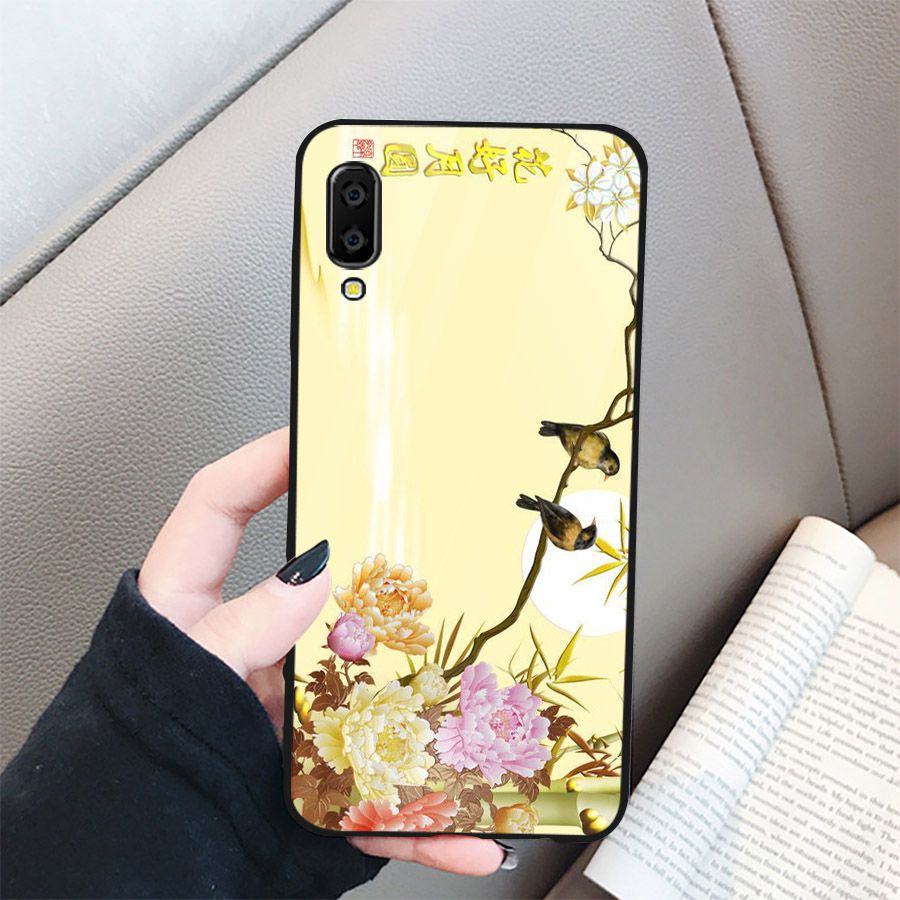 Ốp điện thoại kính cường lực cho máy Samsung Galaxy A7 2018/A750 - mẫu đơn MS MAUDON013