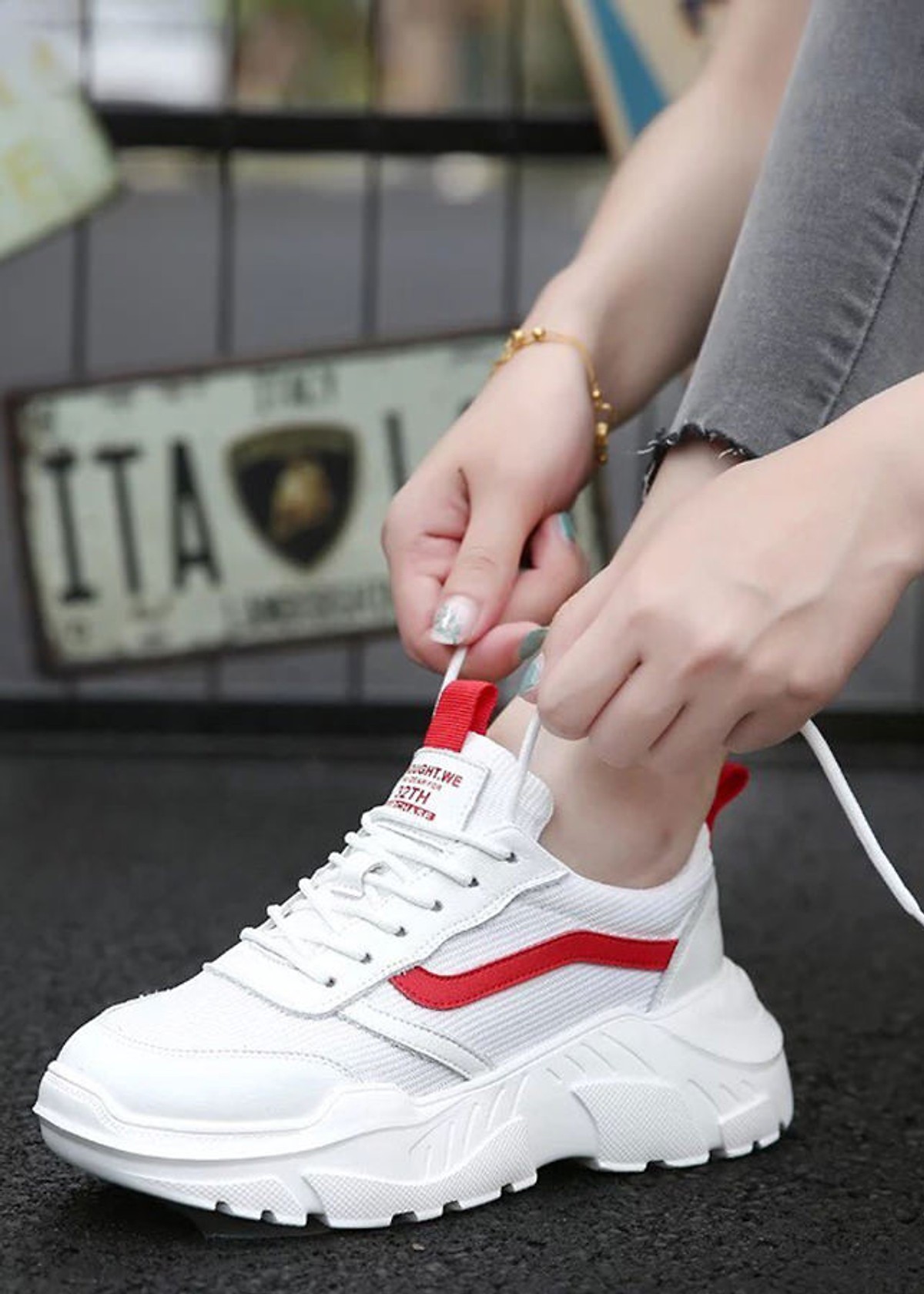 Giày Sneaker Nữ Trắng Giày Độn Đế Cao Mới Nhất HAPU