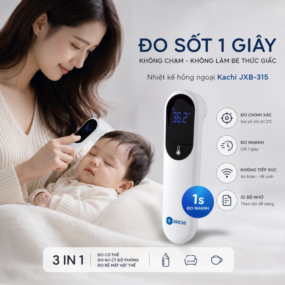 Máy Đo Nhiệt Kế Kachi JXB-315 Cảm Biến Hồng Ngoại có chứng nhận FDA Mỹ