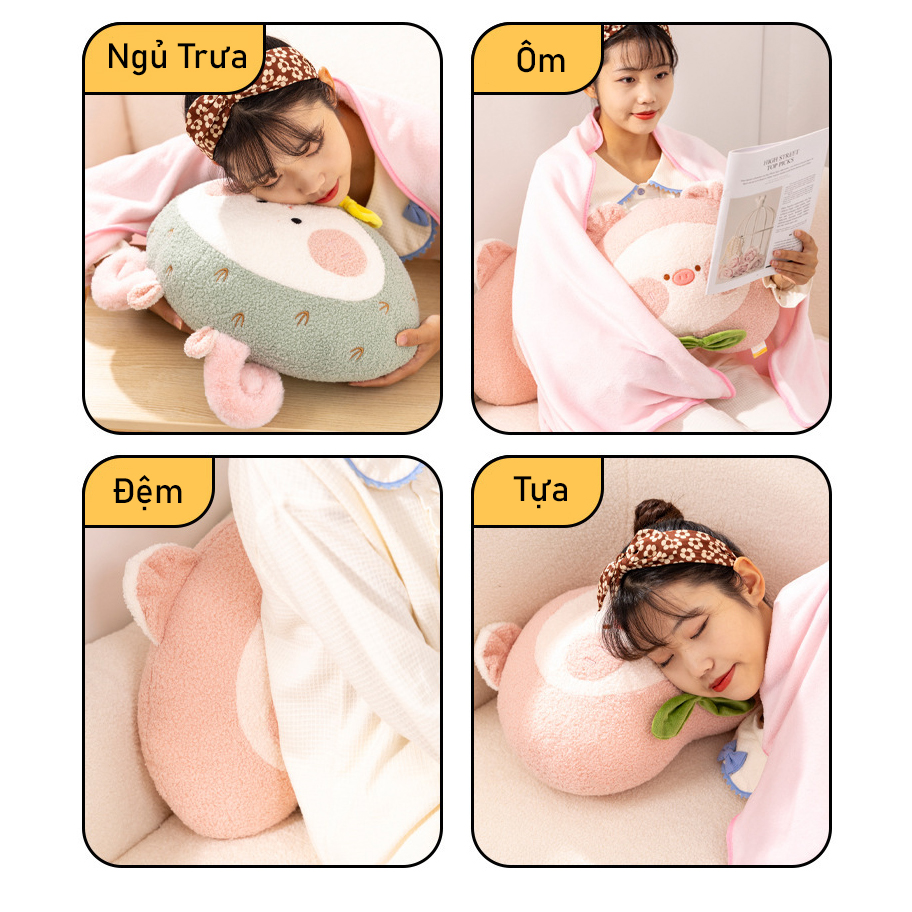 Mền Văn Phòng 3 Trong 1 Gấu Orange Cao Cấp Để Đi Dã Ngoại, Xe Giường Nằm, Ngủ Tại Văn Phòng Vô Cùng Tiện Dụng