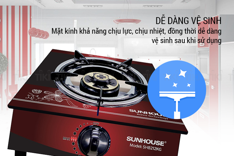 Bếp Gas Dương Đơn Mặt Kính Sunhouse SHB212KG - Hàng chính hãng