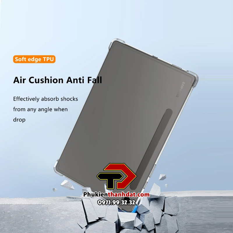 Ốp lưng cho SamSung Galaxy Tab S9 FE trong suốt chống sốc chính hãng GreenCase - Hàng chính hãng