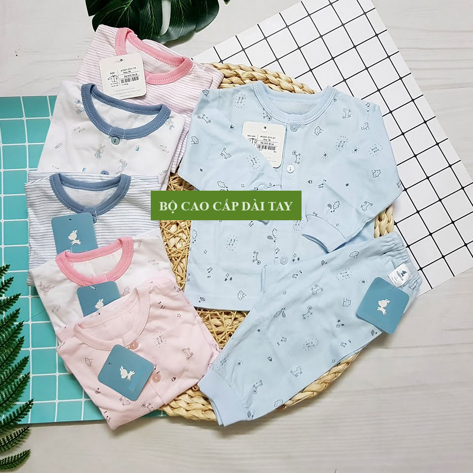 bộ đồ sơ sinh vải cotton cao cấp dài tay dành cho bé trai và bé gái size 1