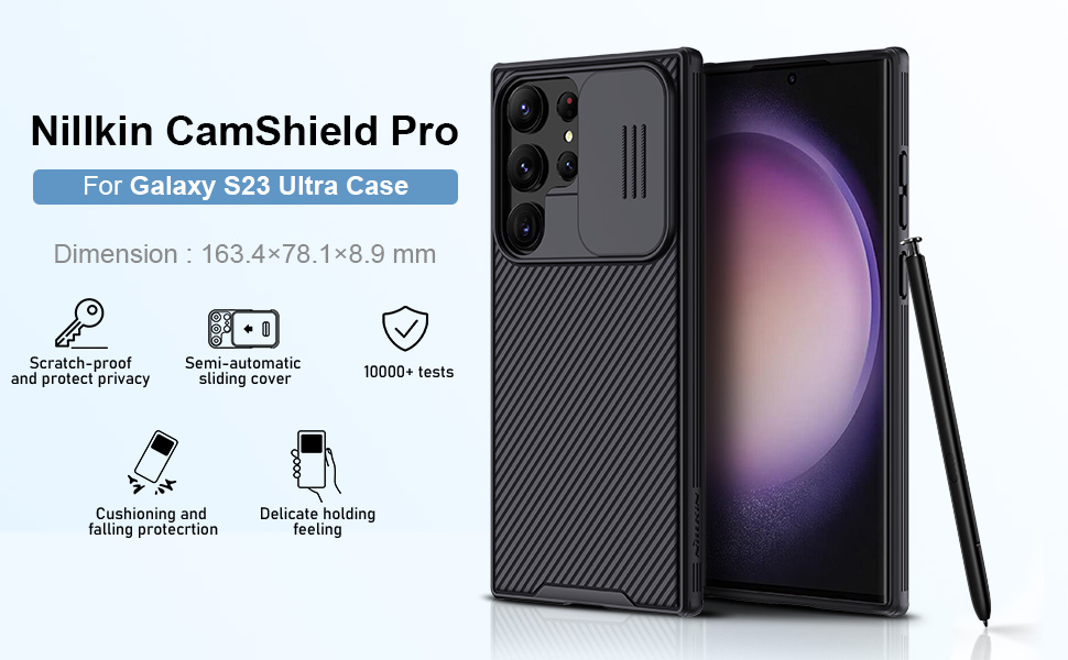 Ốp Lưng Nillkin cho Samsung Galaxy S23 Ultra Với Nắp Trượt Camera bảo vệ , chống shock Nillkin CamShield Pro - Hàng chính hãng