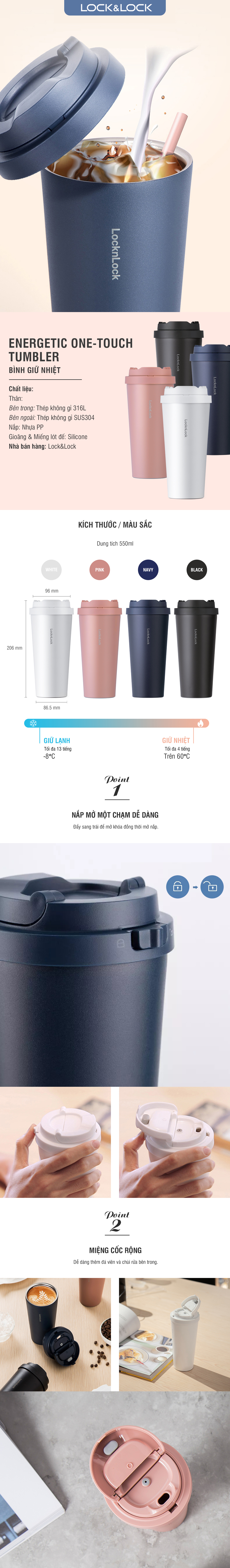Bình Giữ Nhiệt Lock&Lock Energetic Giá Rẻ Vô Địch - Mở Nắp 1 Chạm 1 Bình Giữ Nhiệt Lock&Lock Energetic Đa Năng