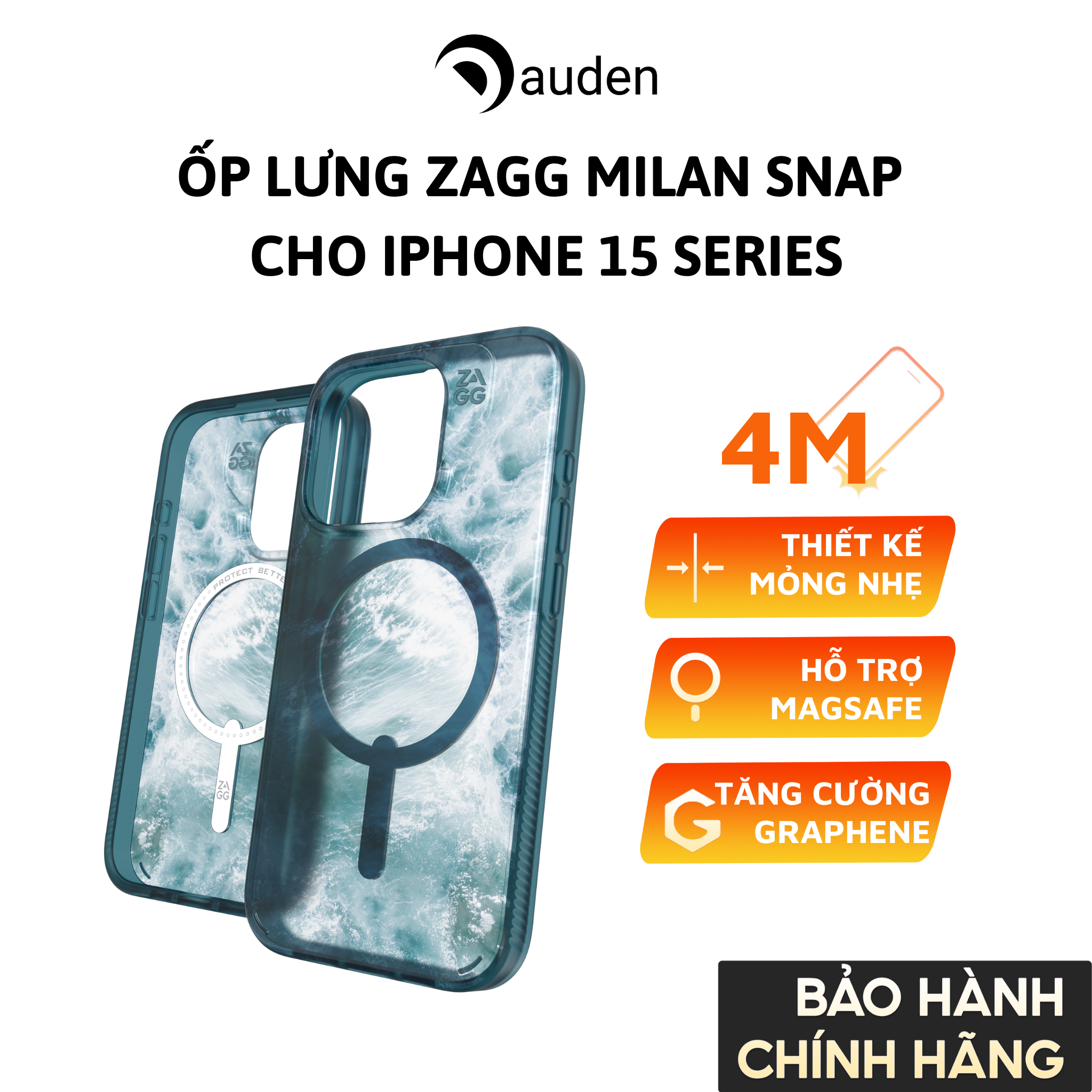 Ốp lưng ZAGG chống sốc bảo vệ dành cho iPhone 15/ 15 Plus/ 15 Pro/ 15 ProMax, bảo hành 12 tháng 1 đổi 1 - Hàng chính hãng