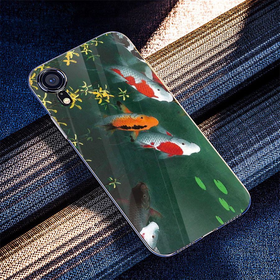 Ốp điện thoại kính cường lực cho máy iPhone XS MAX - cửu ngư quần hội MS CNQH014