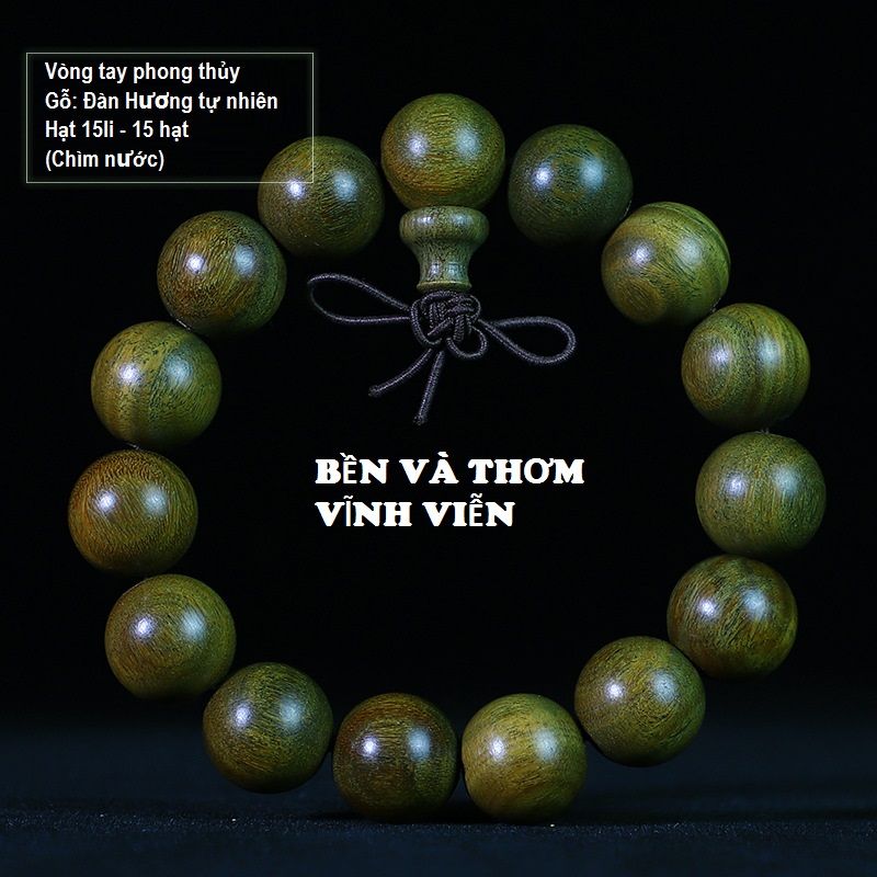 Combo Vòng tay phong thủy gỗ Đàn Hương tự nhiên Ấn Độ, Kèm HỘP GỖ CUNG HỶ lót lụa, Mang lại tào lộc, may mắn và bình an