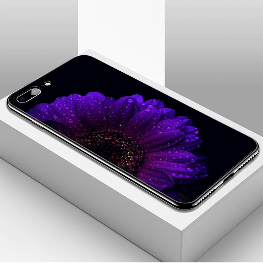Ốp lưng cứng viền dẻo dành cho điện thoại iPhone 7 Plus / 8 Plus - Bông cúc tím MS ABHHA002