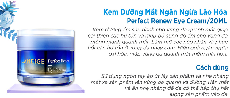 Kem Dưỡng Ngăn Ngừa Lão Hóa Vùng Mắt Laneige Perfect Renew Eye Cream 20ml + Bộ Chăm Sóc Da 3 Món