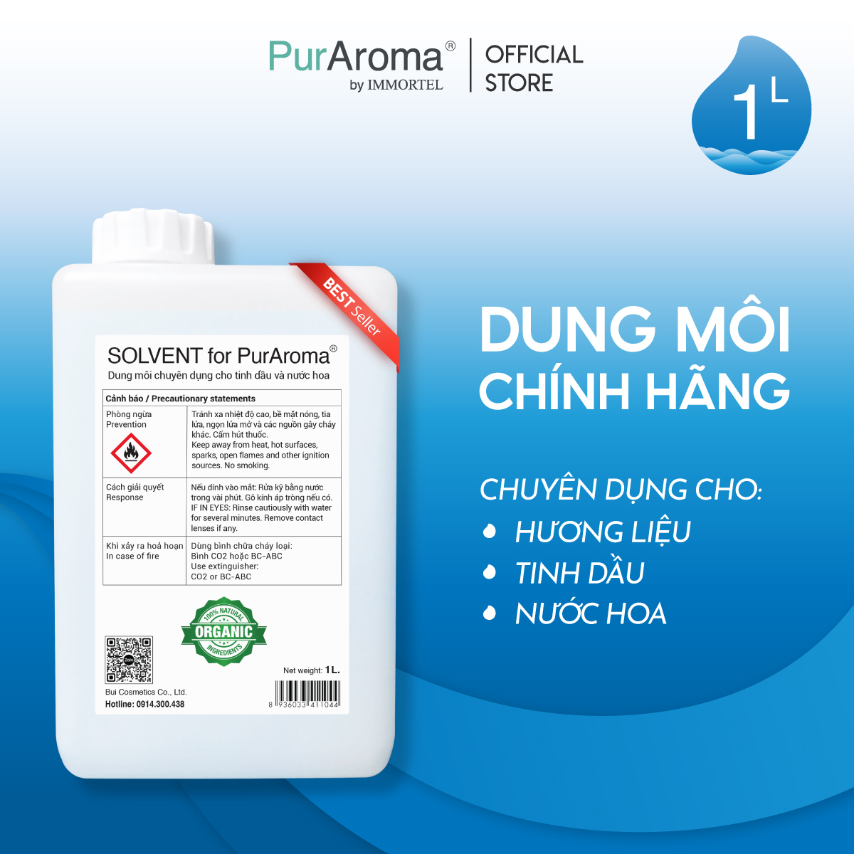 Dung Môi PurAroma Chuyên Dụng Cho Tinh Dầu Và Nước Hoa - 500mL 1L 2L - Chính Hãng Pháp