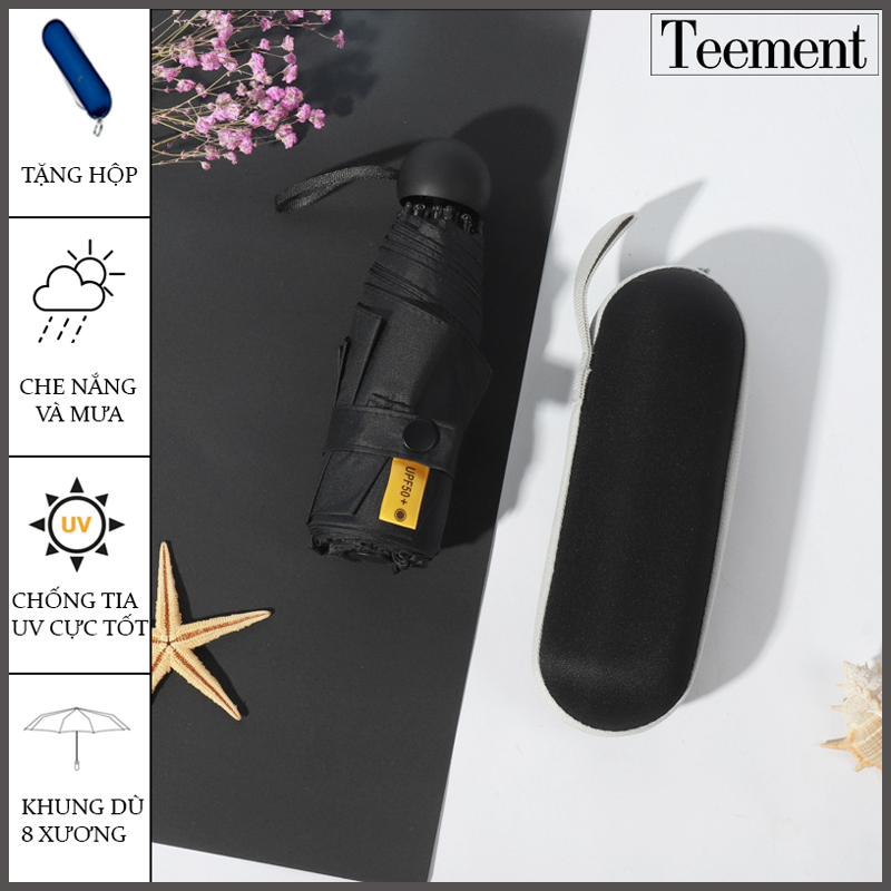 Ô Dù Gấp Gọn Mini Teement 19cm, Dù Che Mưa, Dù Chống Tia Uv Mini Siêu Gọn 8 Xương, Có Hộp Đựng Chống Sốc - Hàng Chính Hãng - Áo mưa, ô Ô Dù Gấp Gọn Mini Teement 19Cm, Dù Che Mưa, Dù Chống Tia Uv Mini Siêu Gọn 8 Xương, Có Hộp Đựng Chống Sốc - Hàng Chính Hãng - Áo Mưa, Ô