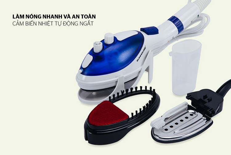 Bàn Ủi Hơi Nước Cầm Tay Sunhouse SHD2080B (500W) - Xanh Da Trời - Hàng chính hãng