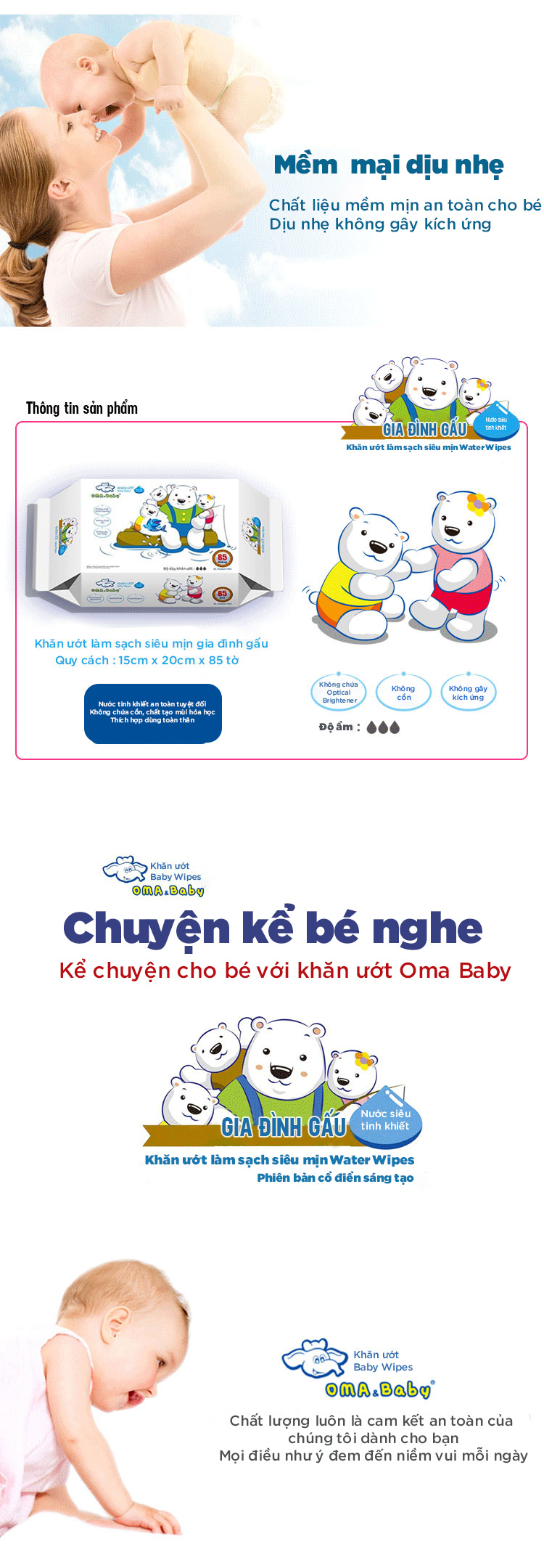Khăn ướt làm sạch tinh khiết Oma Baby