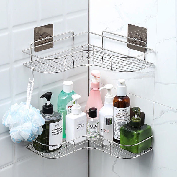 Kệ Góc Nhà Tắm INOX 304 Dán Tường Gạch Men , Tường Gỗ Siêu Chắc - Chính Hãng 