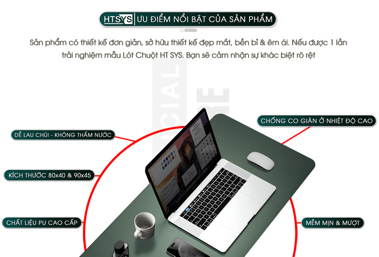 Lót chuột chất liệu PU cao cấp - Thiết kế 2 mặt, chống trơn, nhăn, bền bỉ