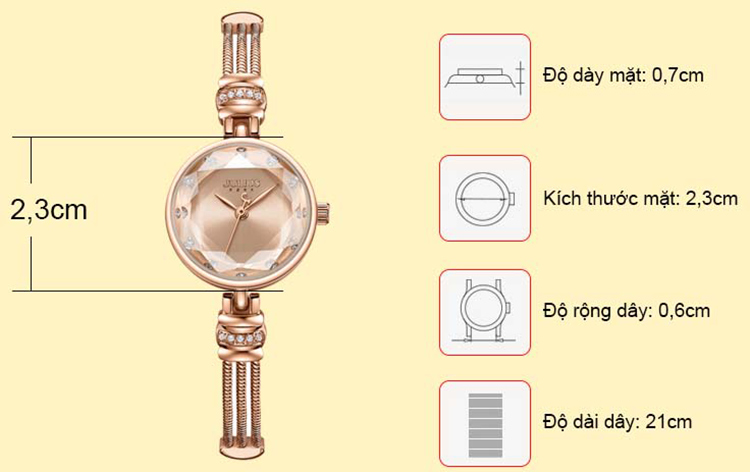 Đồng Hồ Nữ Julius JA-1135B (Đồng)