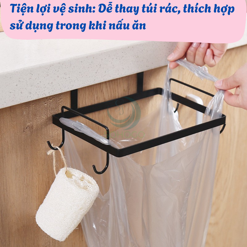 Giá Treo Túi Rác Đa Năng Gắn Cửa Tủ Bếp -Móc Treo Túi Rác Tiện Lợi Cho Nhà Bếp -Giá Đỡ Túi Rác Gọn Gàng Treo Cửa Tủ