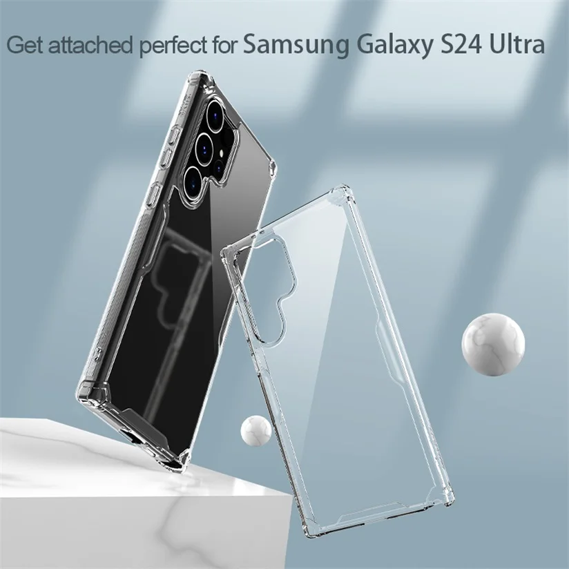 Ốp lưng TPU chống sốc cho Samsung Galaxy S24 Plus / S24 Ultra hiệu Nillkin Nature TPU Pro Case (chống chịu mọi va đập bảo vệ các góc, siêu mỏng chỉ 0.6mm) - hàng nhập khẩu