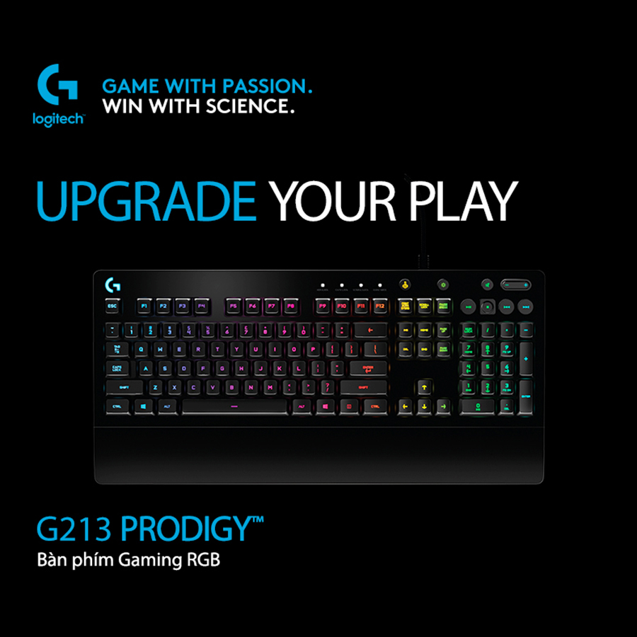 Bàn phím game có dây Logitech G213 Prodigy RGB Lightsync - Hàng chính hãng