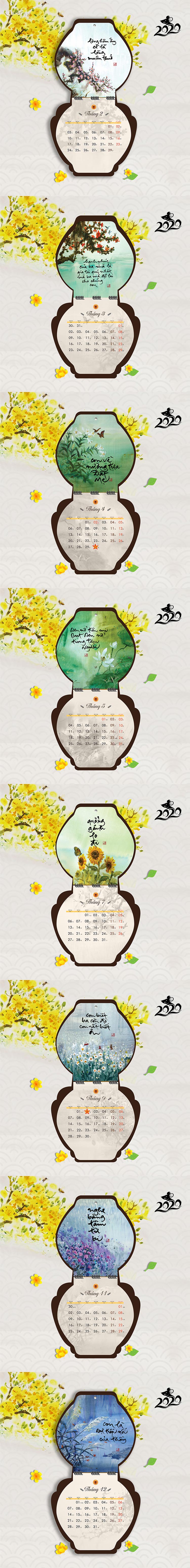 Lịch Treo Tường 2020 - Lịch Thư Pháp Làng Mai 