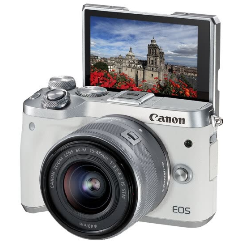 Máy Ảnh Canon EOS M6 Vi Xử Lý Dual-Core + Kit 15-45mm (24 MP) - Trắng