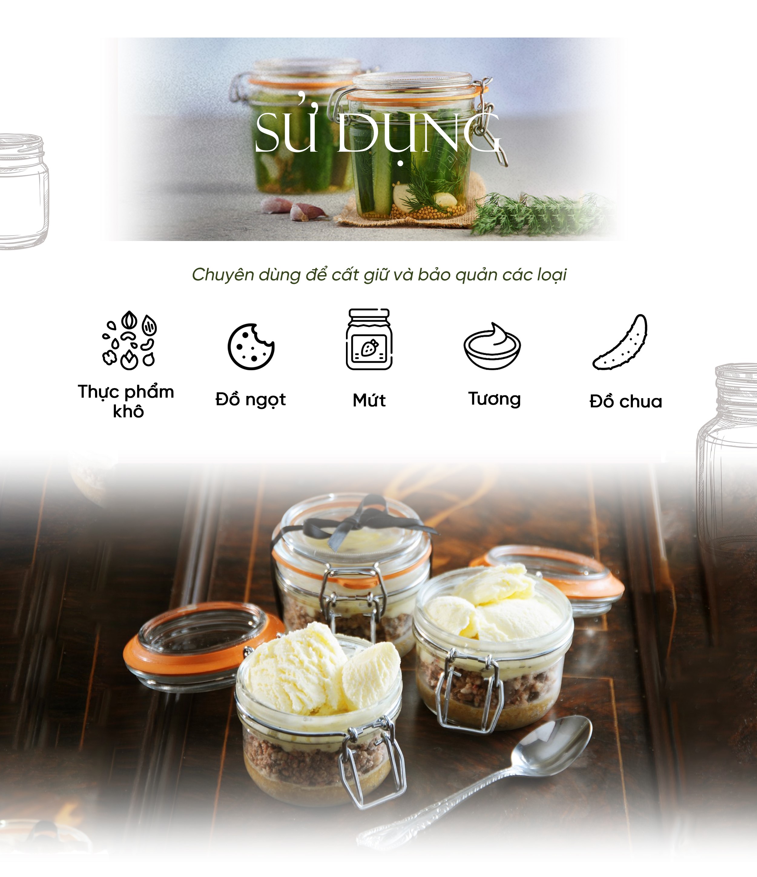 Kilner Hũ Thủy Tinh Tròn/ Vuông/Vát Cạnh - Nhiều Kích Cỡ