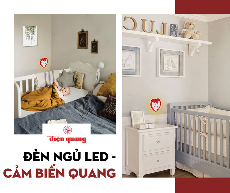 Đèn Ngủ LED Điện Quang ĐQ LNL01 WW (Cảm Biến Quang, Hình Trái Dâu, Ánh Sáng Vàng)