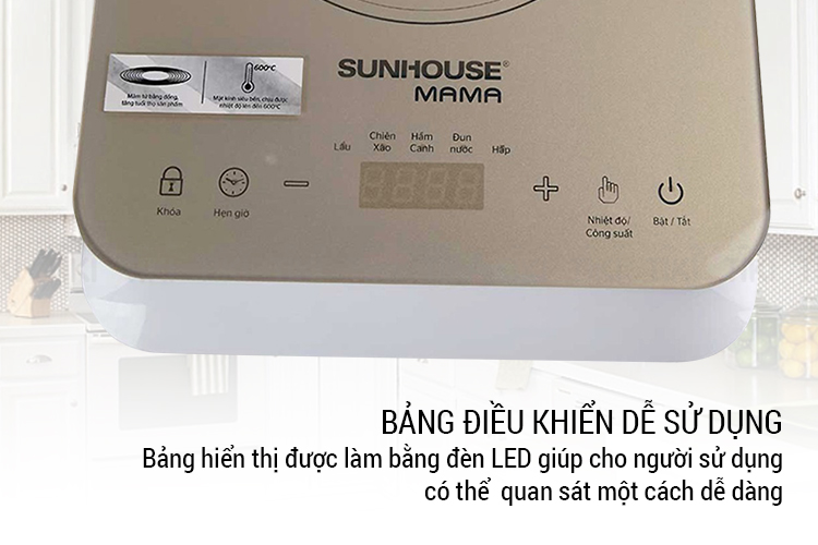 Bếp Điện Từ Cảm Ứng Sunhouse Mama SHD6868 (2000W) - Kèm Nồi Lẩu - Hàng Chính Hãng