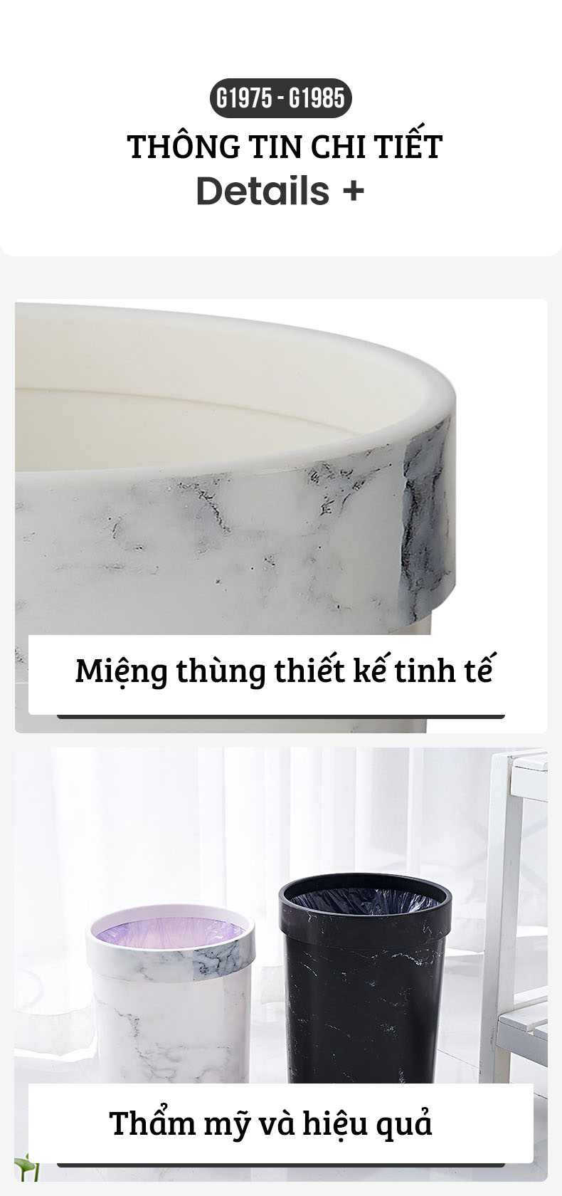 Thùng Rác Văn Phòng Feidash G1975-G1985 - Họa Tiết Vân Đá Cẩm Thạch Vô Cùng Độc Đáo - Mang Tới Sự Sang Trọng Cho Không Gian Sống Của Bạn - Hàng Chính Hãng