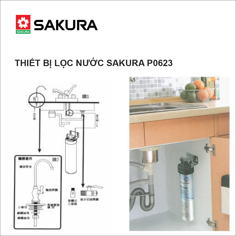 Thiết Bị Lọc Nước SAKURA P0623, Lọc Sạch Kim Loại Nặng - Hàng chính hãng